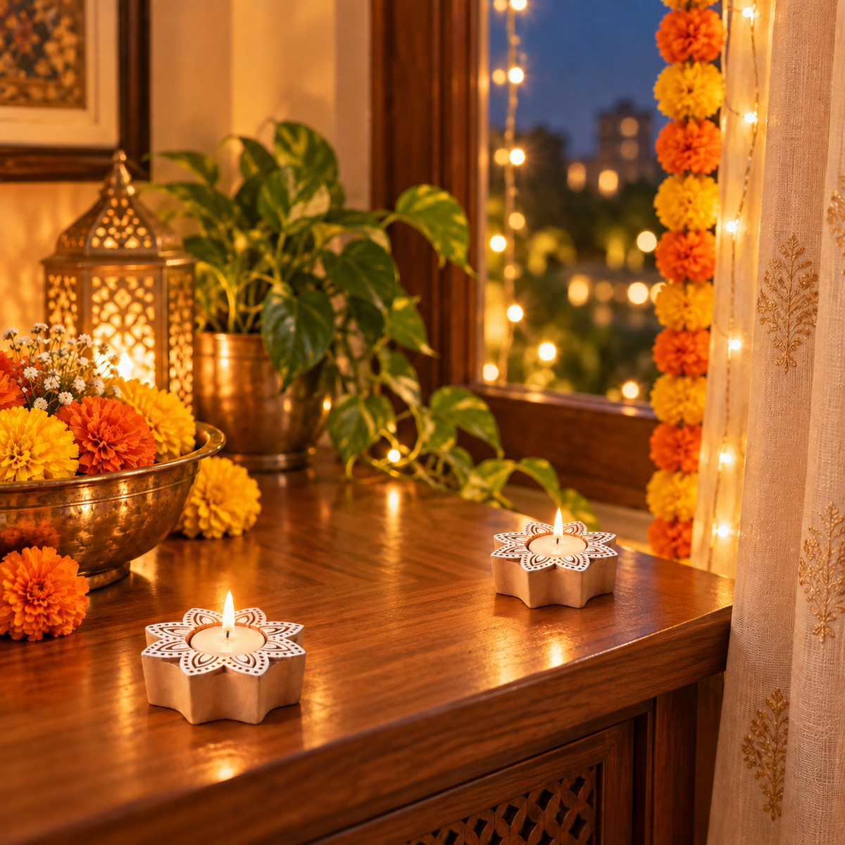 Jaipur TeaLight Holder-Wooden