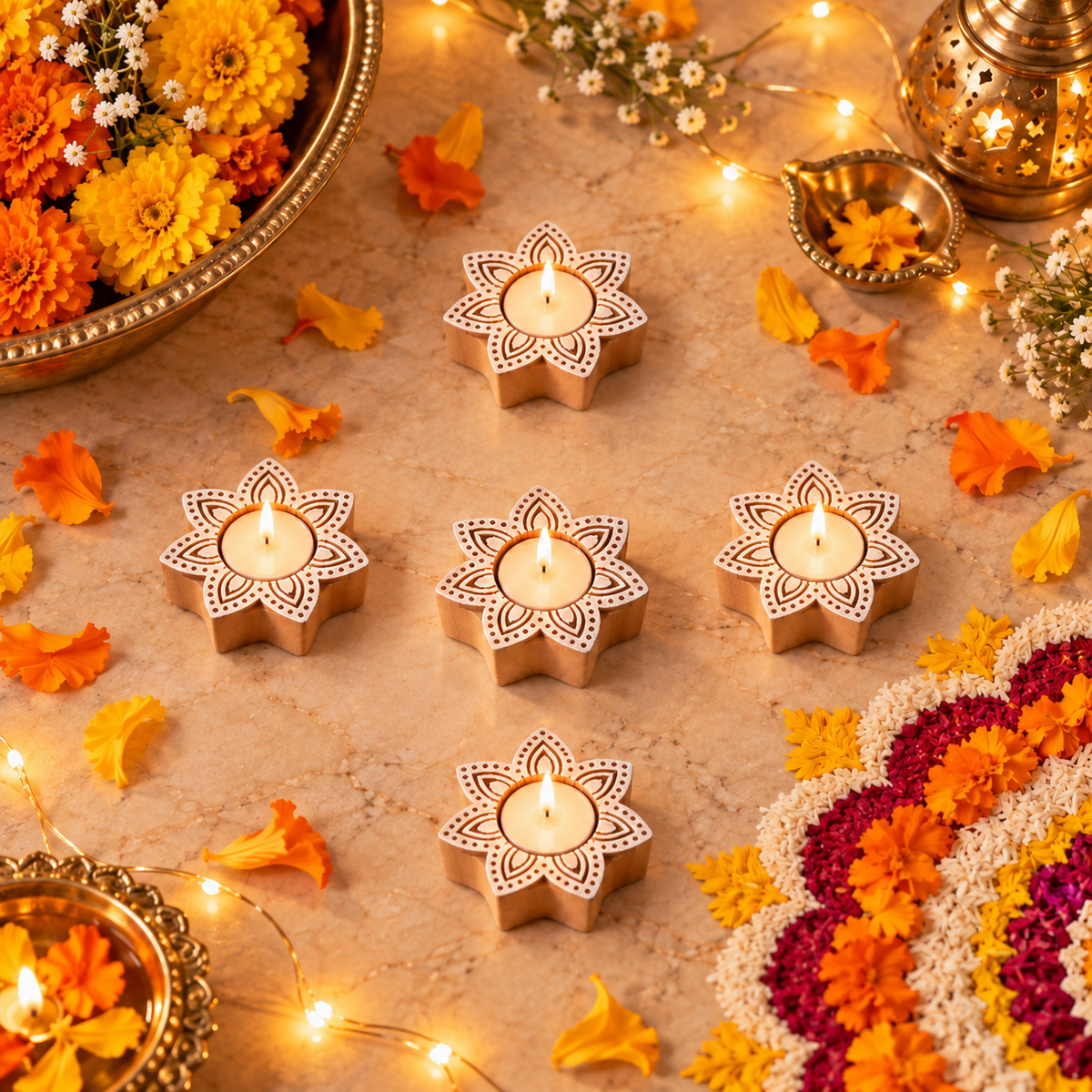 Jaipur TeaLight Holder-Wooden